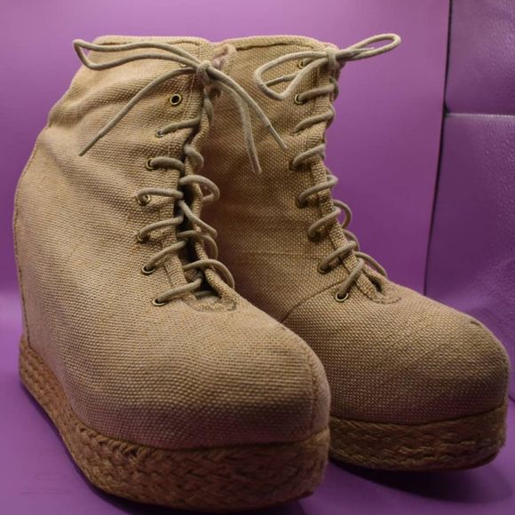 Jeffery Campbell Shoes - Jeffrey Campbell Platform Burlap Ankle Boots- 9